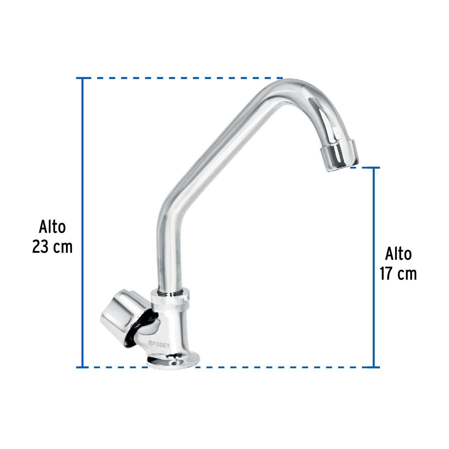 Llave individual fregadero, cuello corto, hexagonal, BASIC 49500