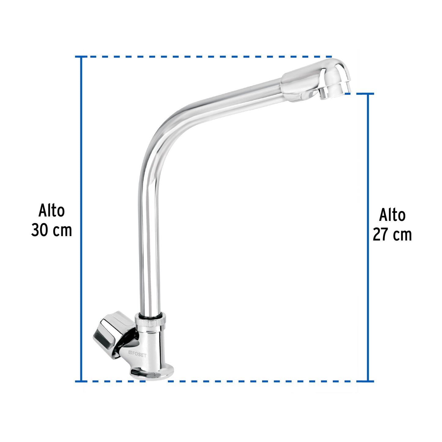 Llave individual fregadero, cuello cobra, hexagonal, BASIC 47690