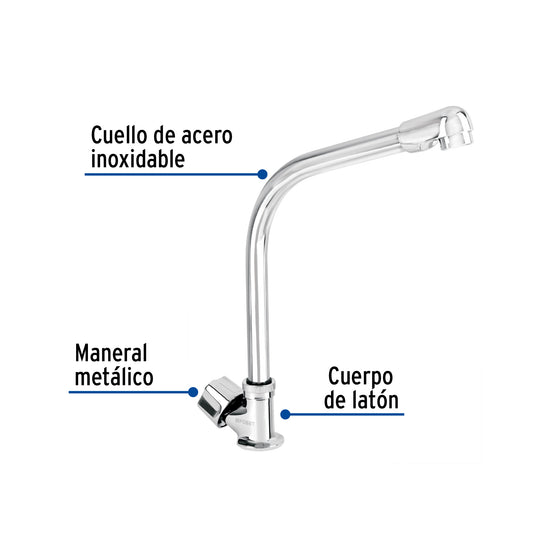 Llave individual fregadero, cuello cobra, hexagonal, BASIC 47690