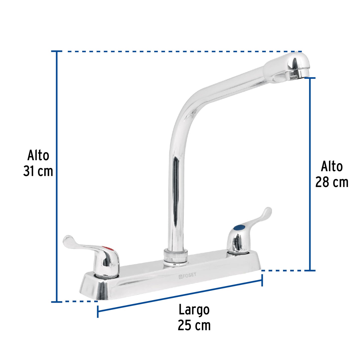 Mezcladora 8" fregadero cromo, cuello cobra, palanca, BASIC 49191