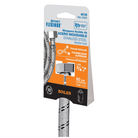 Manguera para boiler, acero inox, 3/4"x3/4", 60 cm, Foset 49130