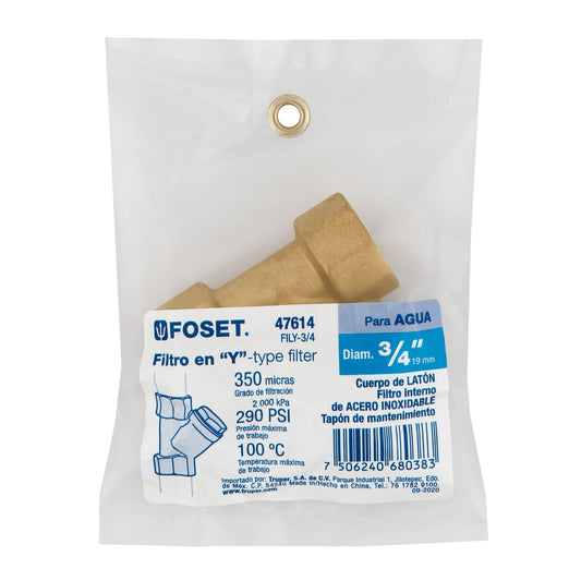 Filtro de latón en "Y" de 3/4", FOSET 47614