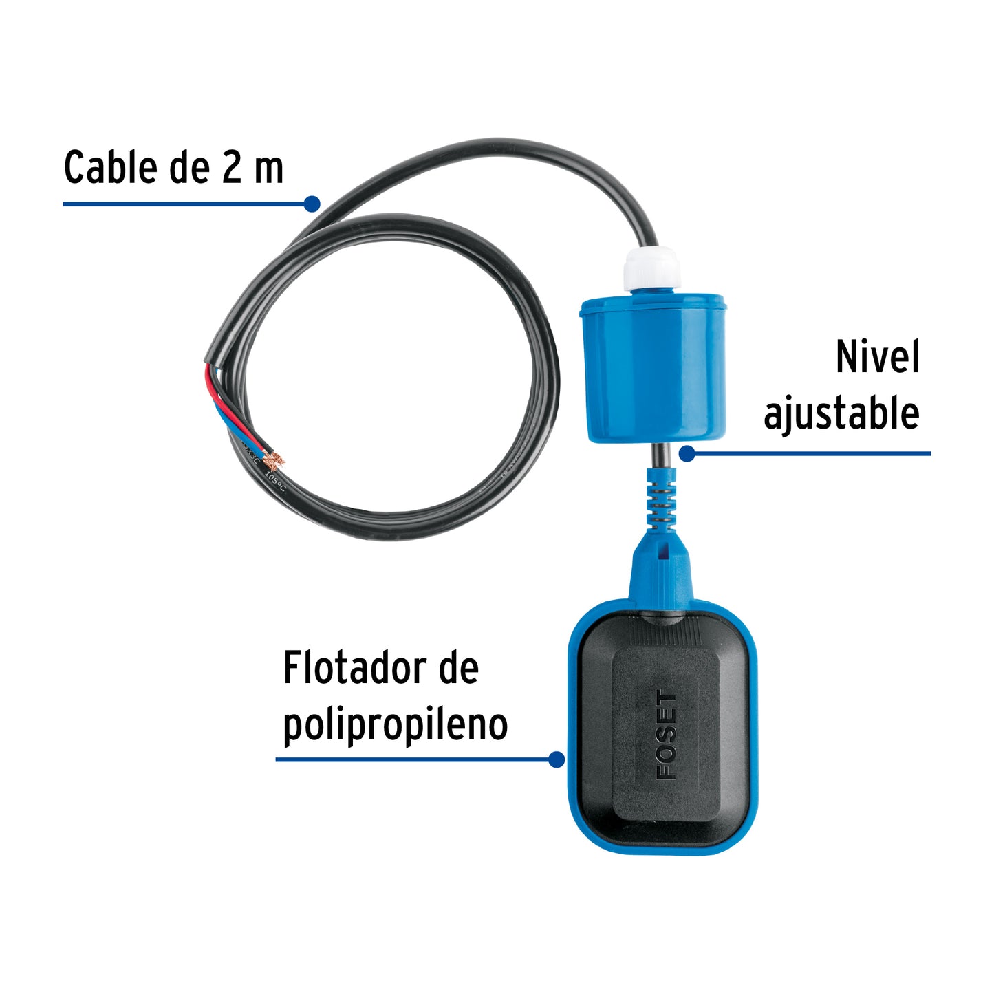 Flotador eléctrico con cable de 2 m, FOSET 49759