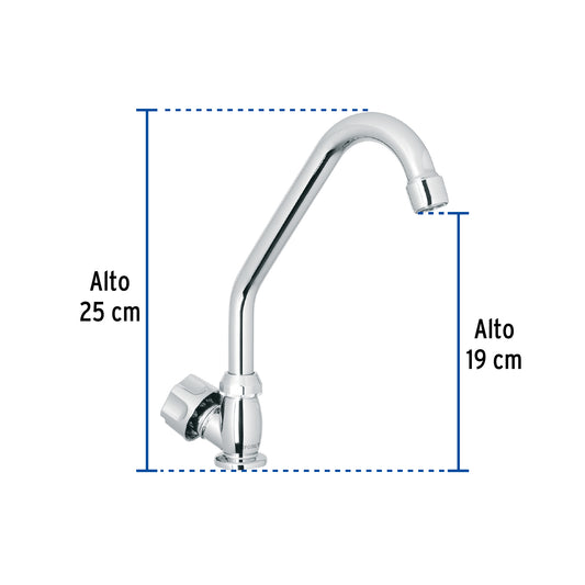 Llave individual fregadero,ABS,cuello corto,hexagonal, BASIC 47379