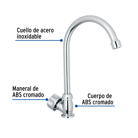 Llave individual fregadero, ABS,cuello curvo,hexagonal, BASIC 47380