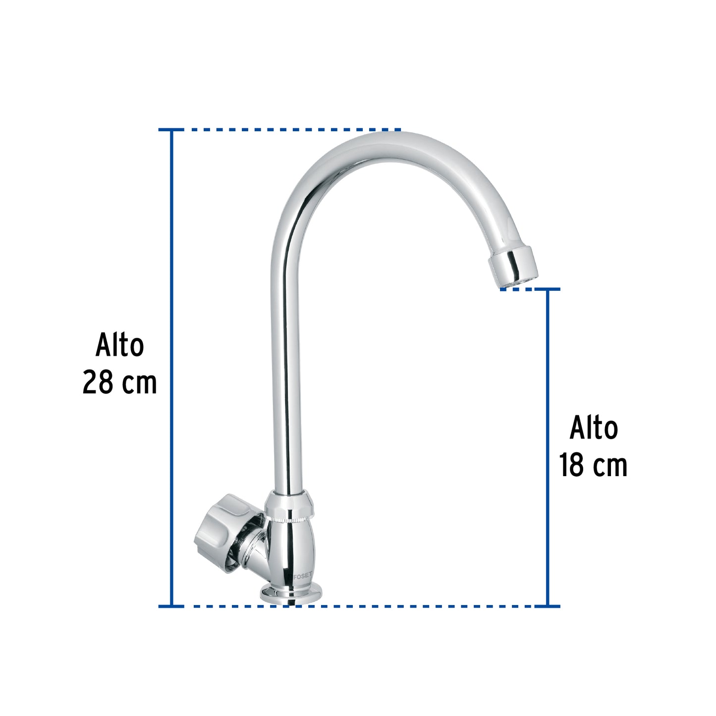 Llave individual fregadero, ABS,cuello curvo,hexagonal, BASIC 47380
