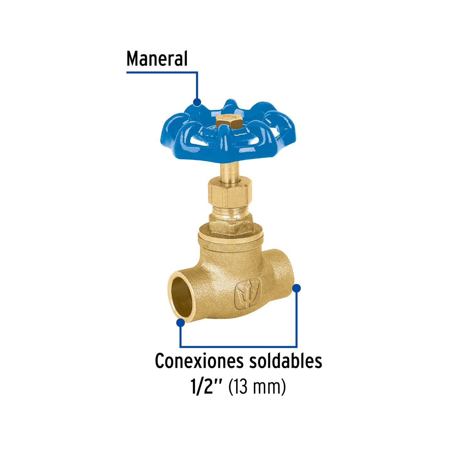 Válvula de globo de latón, soldable de 1/2", FOSET 49040