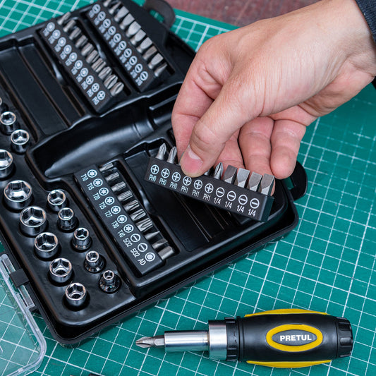 Juego de 81 herramientas 1/4" para mecánico, Pretul 23972