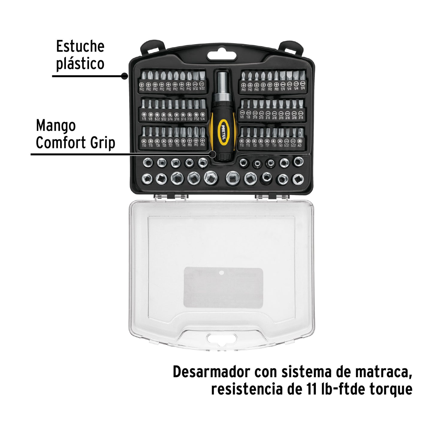 Juego de 81 herramientas 1/4" para mecánico, Pretul 23972