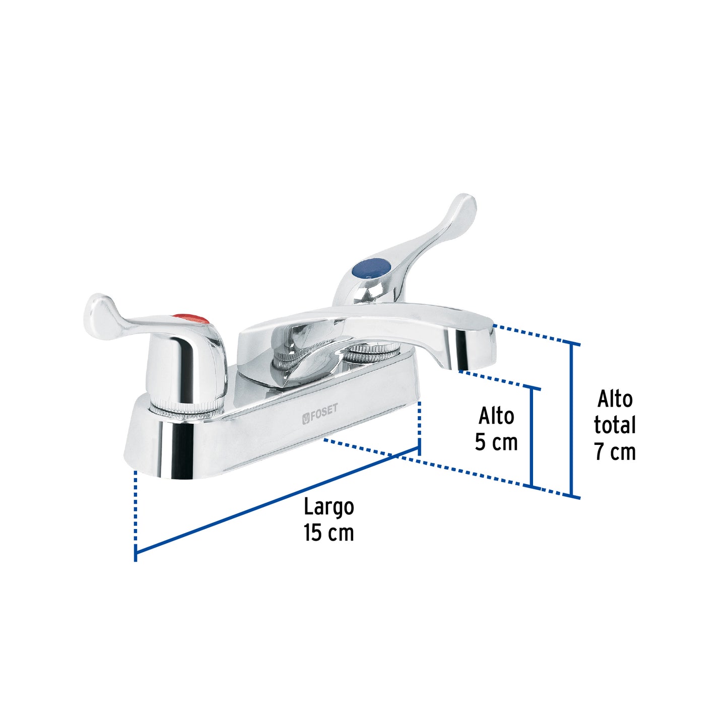 Mezcladora 4" para lavabo, nariz larga, manerales palanca 49278
