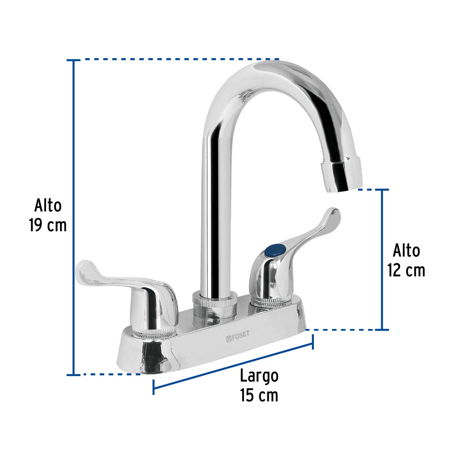 Mezcladora 4" para lavabo, cuello bar, manerales palanca 49280