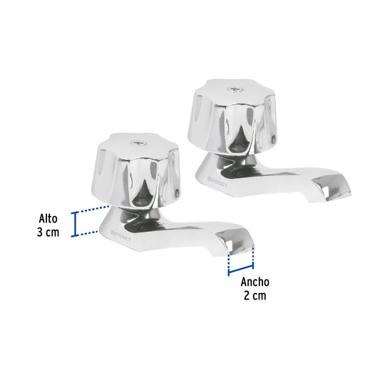 Juego 2 llaves individuales para lavabo, manerales metálicos 49234