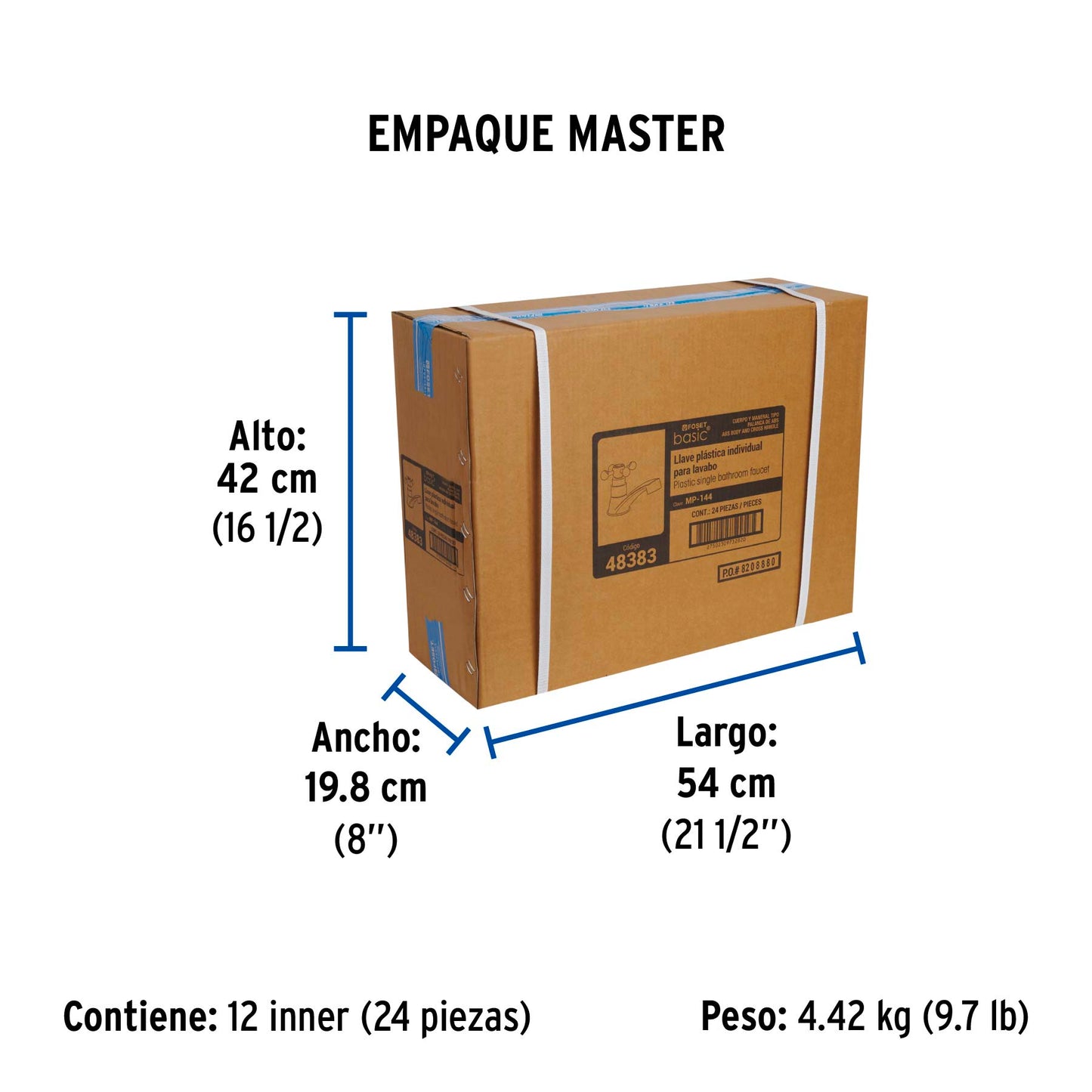 Llave individual lavabo, ABS, cruceta, BASIC 48383