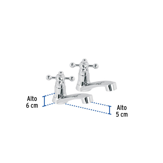 Juego llaves individuales lavabo, ABS, cruceta, BASIC 48384