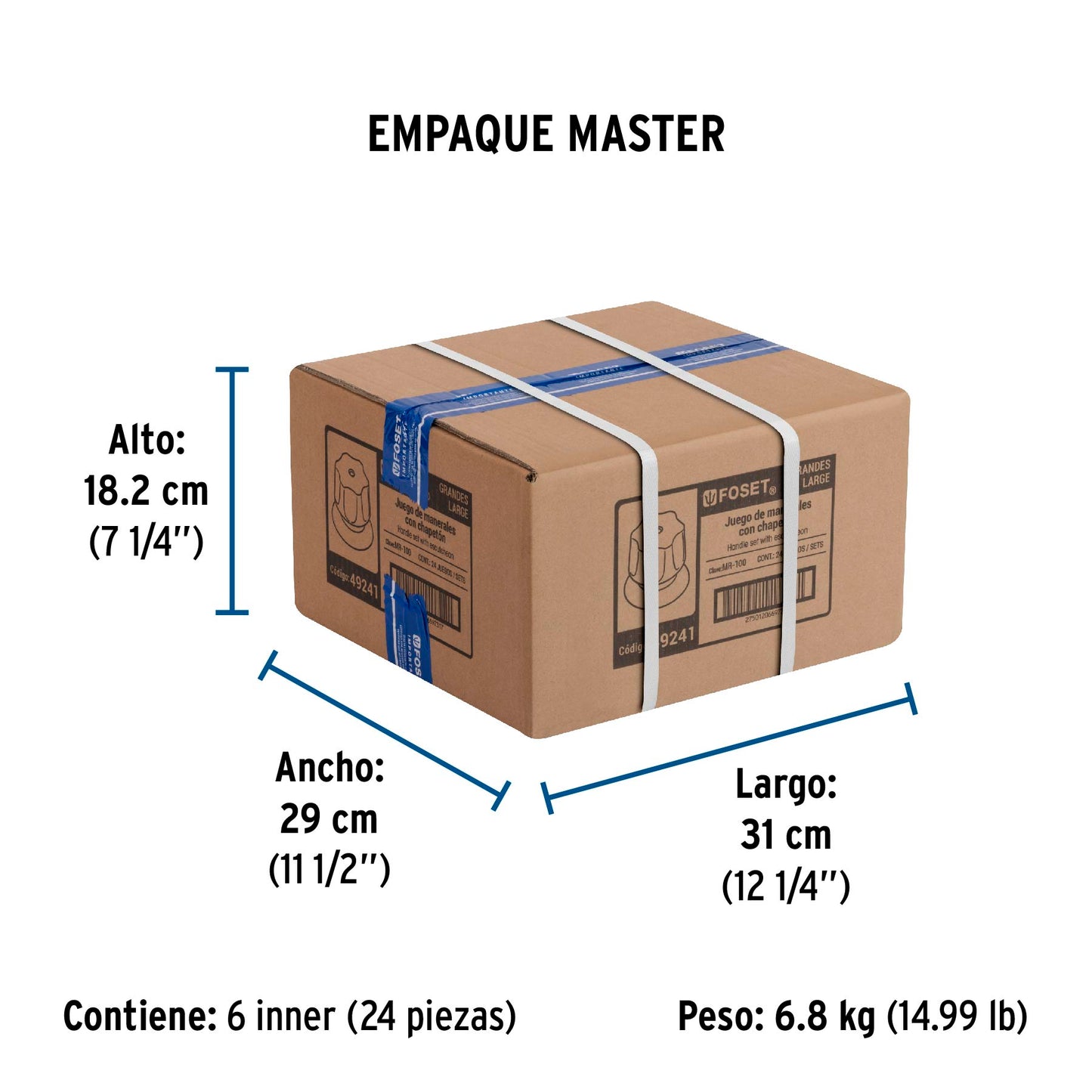 Juego de 2 manerales hex. metálicos para regadera, Foset 49241