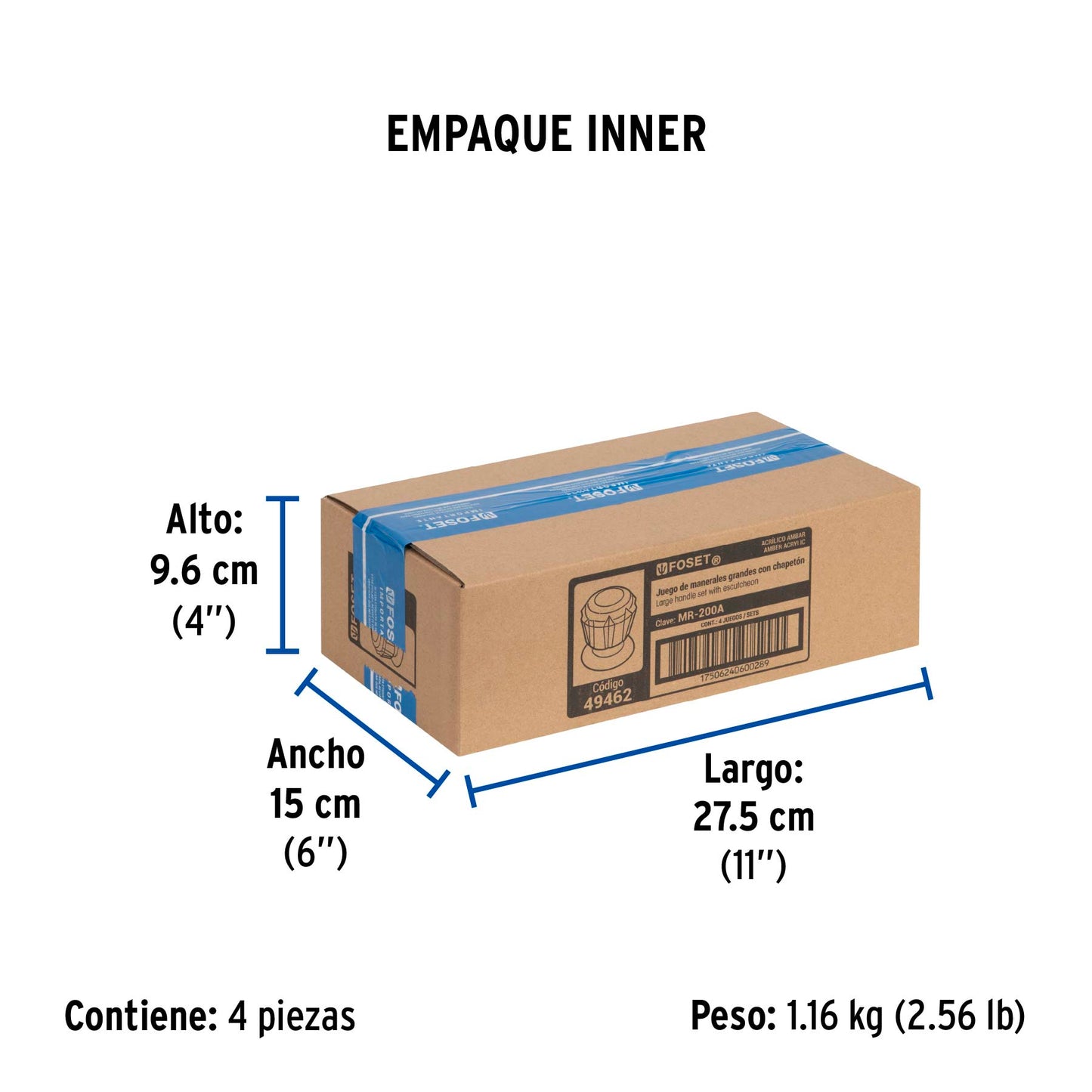 Juego de 2 manerales acrílico ámbar para regadera, Foset 49462