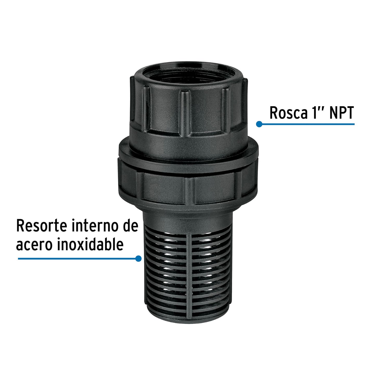 Válvula de pie (pichancha) de 1" de polipropileno, FOSET 48075