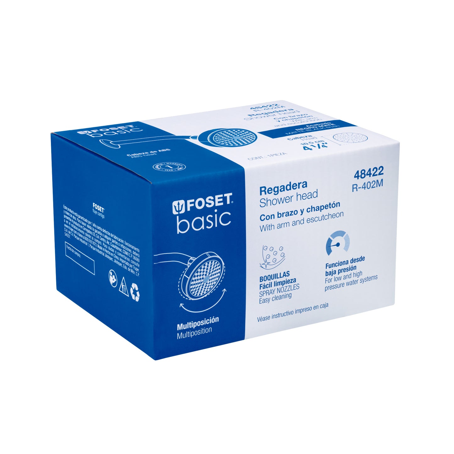 Regadera redonda 4-1/4" brazo y chapetón, negro, Basic 48422