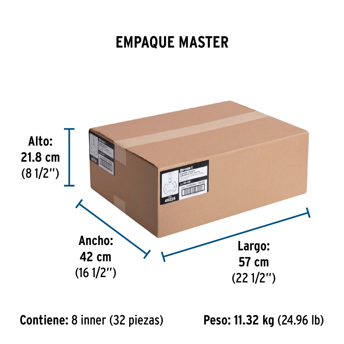 Regulador de gas L.P. de 1 vía, FOSET 49225
