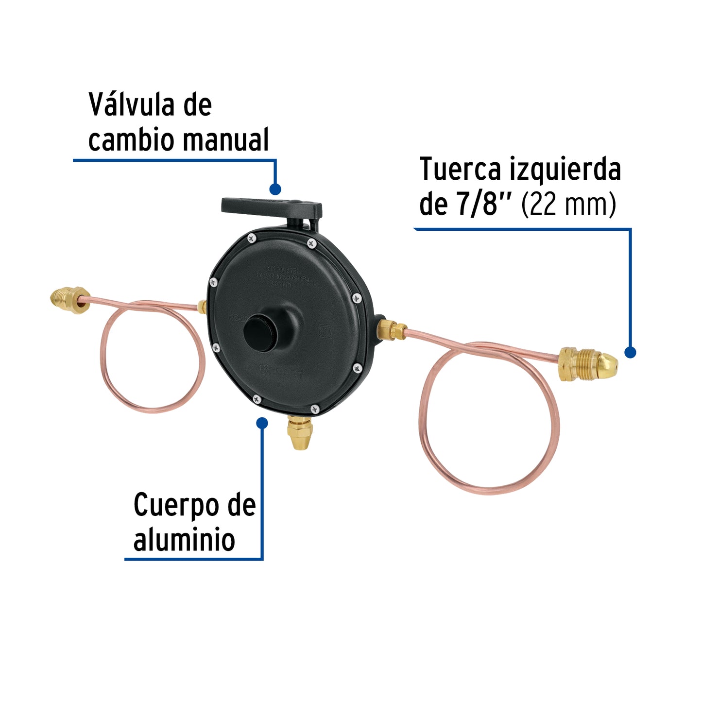 Regulador de gas L.P. de 2 vías, FOSET 49226