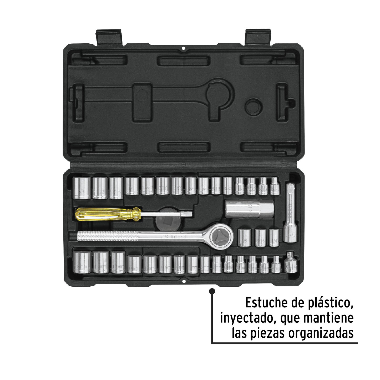 Juego de 39 herramientas 1/4" y 3/8" para mecánico, Pretul 24220