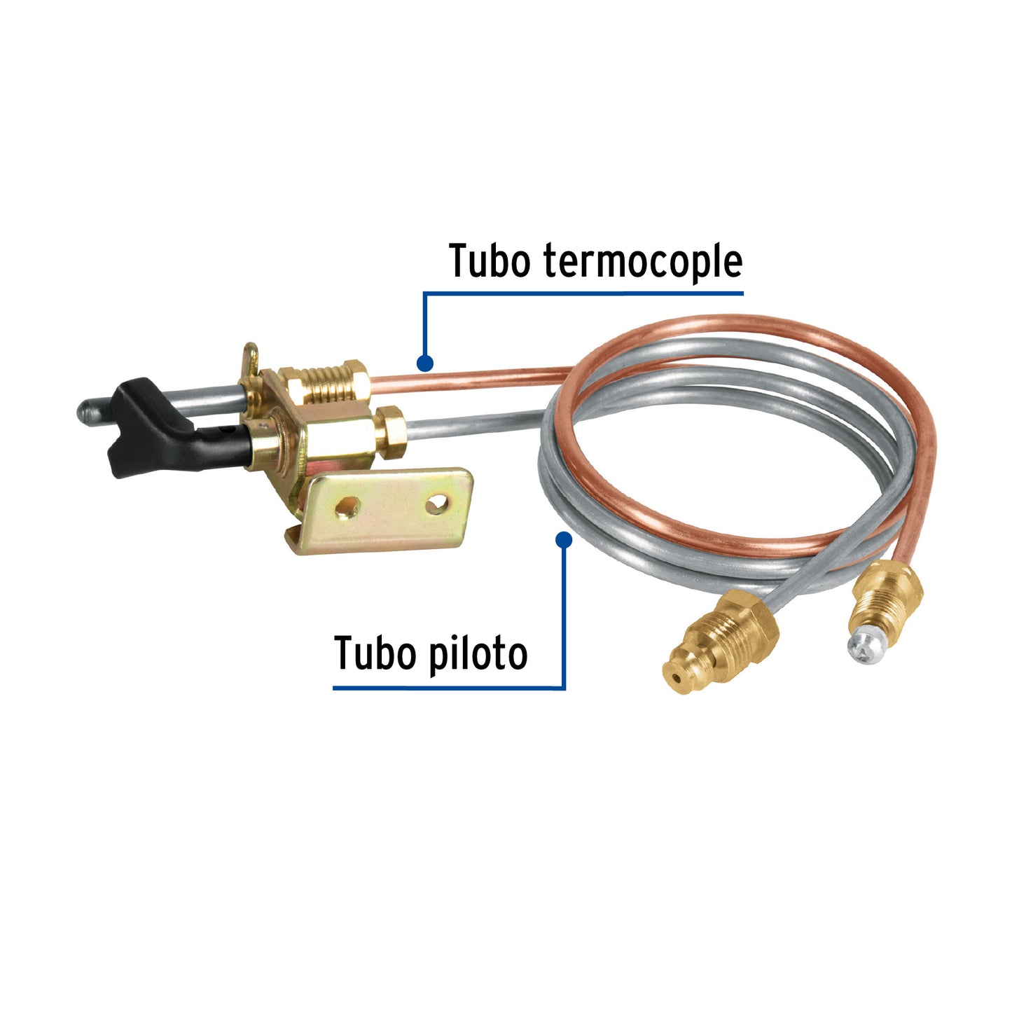 Termopar con piloto, tubo de aluminio, 60 cm, Foset 46146