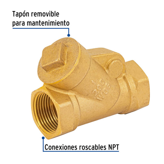 Válvula check de latón de 1", FOSET 49078