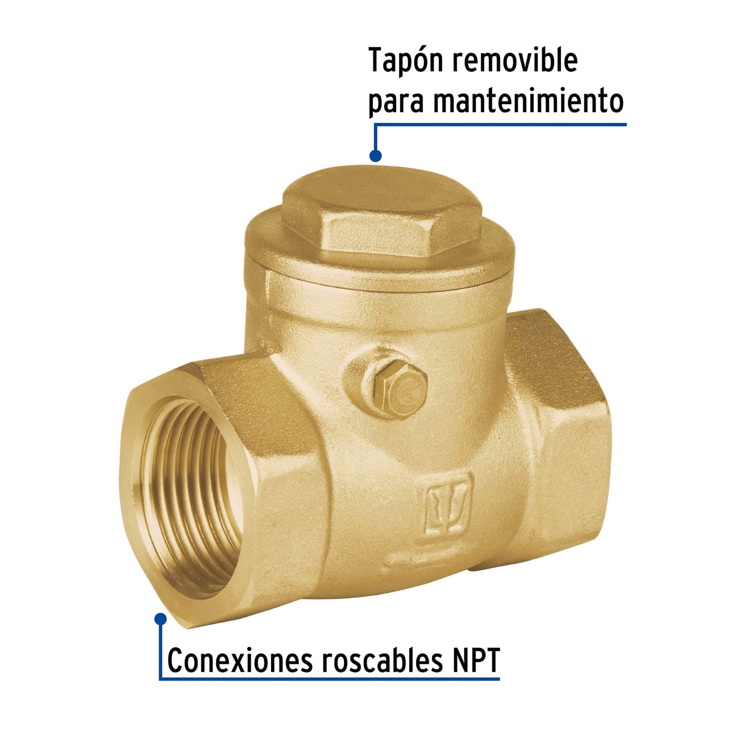 Válvula check horizontal de latón, 3/4", FOSET 48511