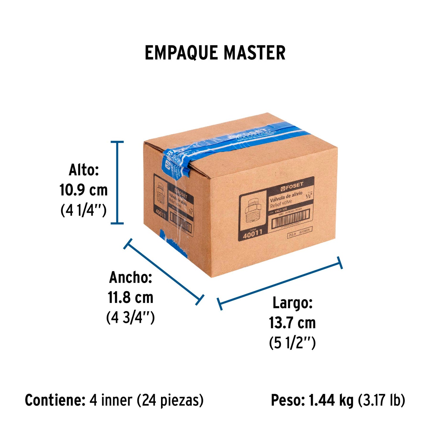 Válvula de alivio 1/2", FOSET 40011