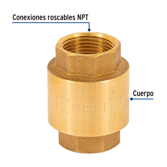 Válvula de retención de latón de 3/4", FOSET 49066