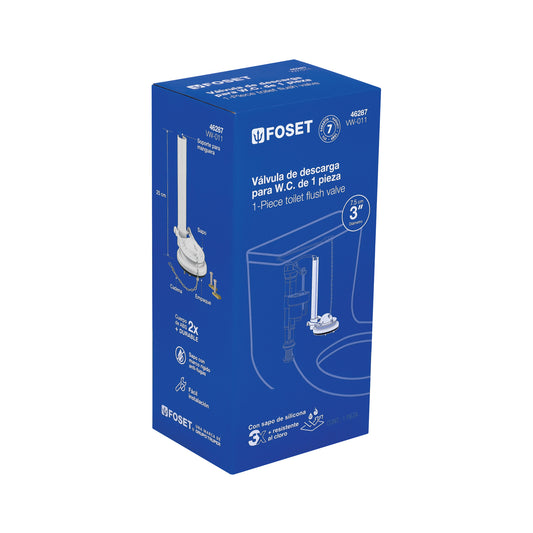 Válvula de descarga 3" para WC de 1 pza, cadena inox, FOSET 46287