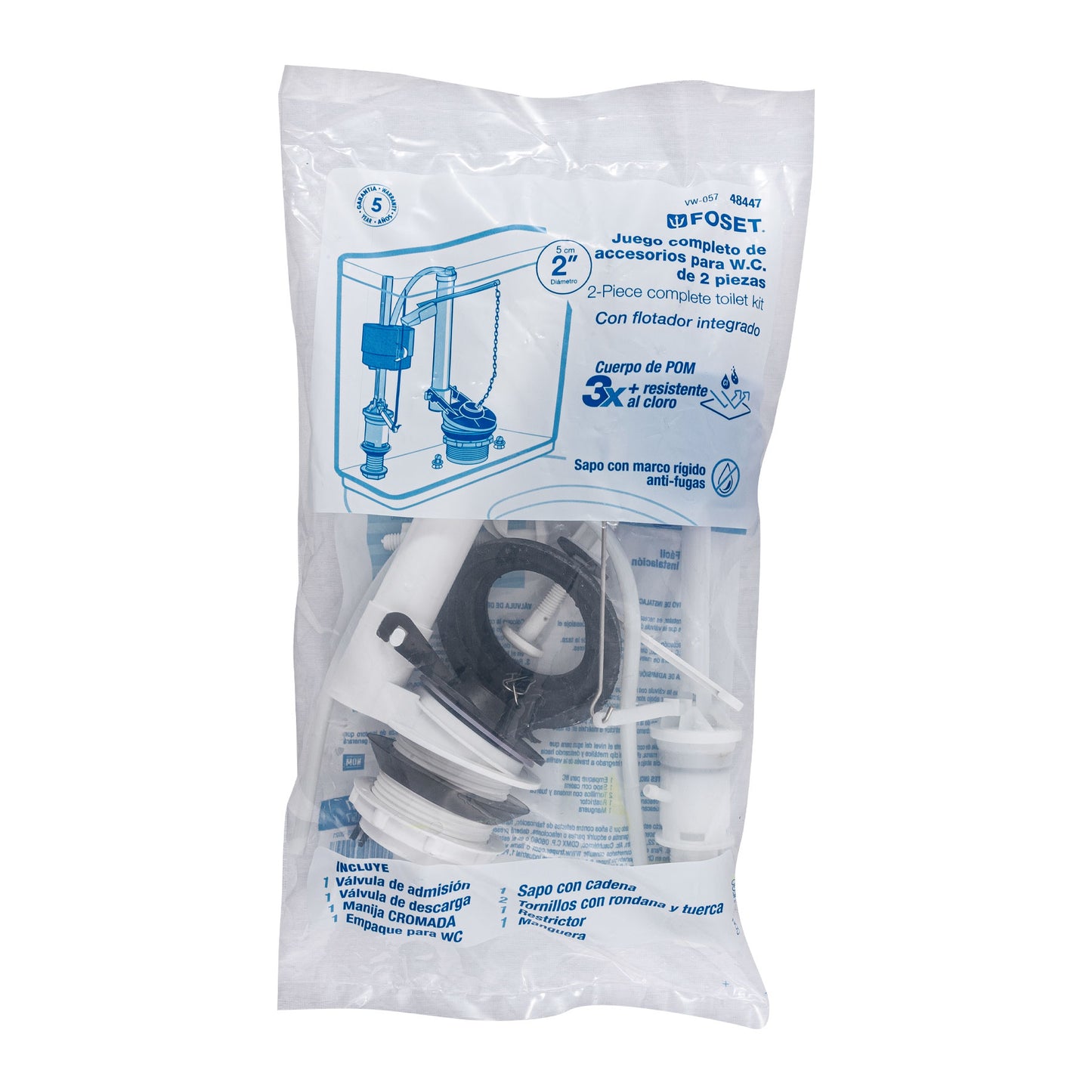 Jgo de reparación p/WC con válvula flotador,regulación clip 48447