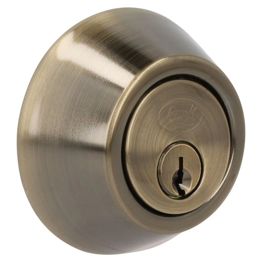 Cerrojo residencial función doble, latón antiguo, llave estándar, blíster