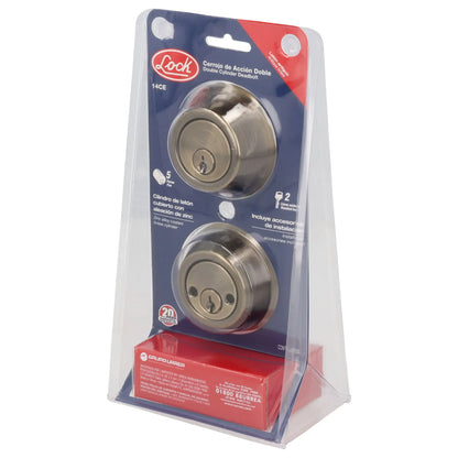 Cerrojo residencial función doble, latón antiguo, llave estándar, blíster