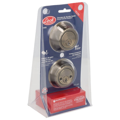 Cerrojo residencial función doble, latón antiguo, llave estándar, blíster