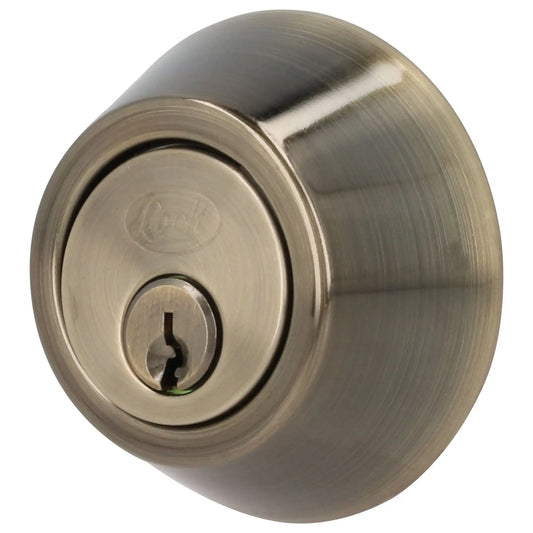 Cerrojo residencial función sencilla, latón antiguo, llave estándar, blíster