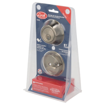 Cerrojo residencial función sencilla, latón antiguo, llave estándar, blíster