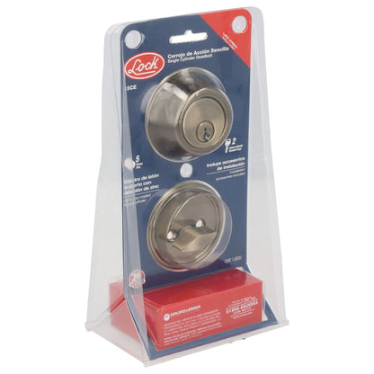 Cerrojo residencial función sencilla, latón antiguo, llave estándar, blíster