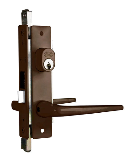 Cerradura clásica para puerta de aluminio función doble, café, llave estándar