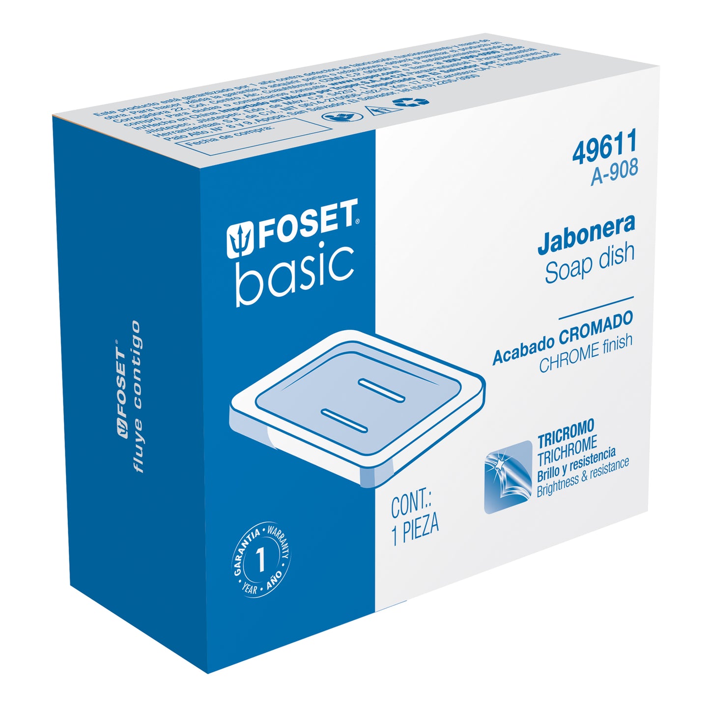 Jabonera metálica, cromo, BASIC 49611