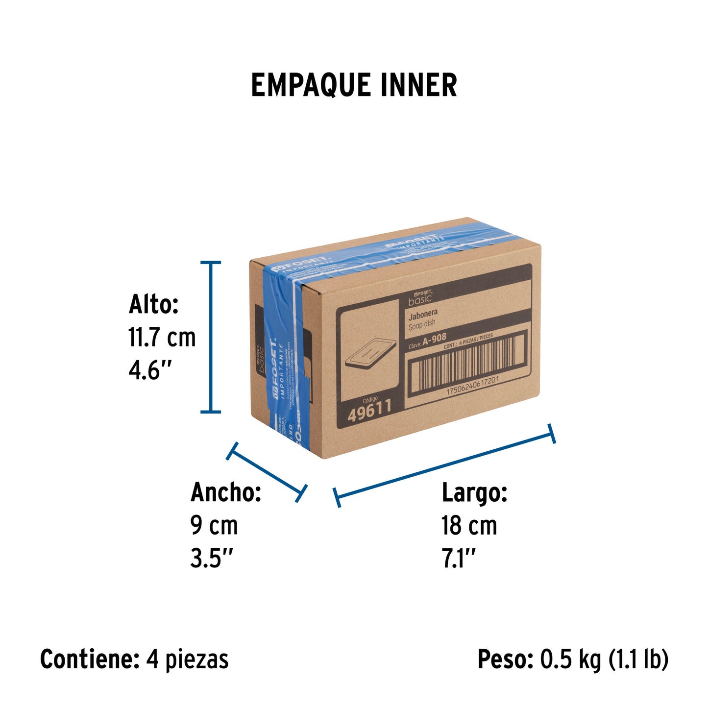 Jabonera metálica, cromo, BASIC 49611