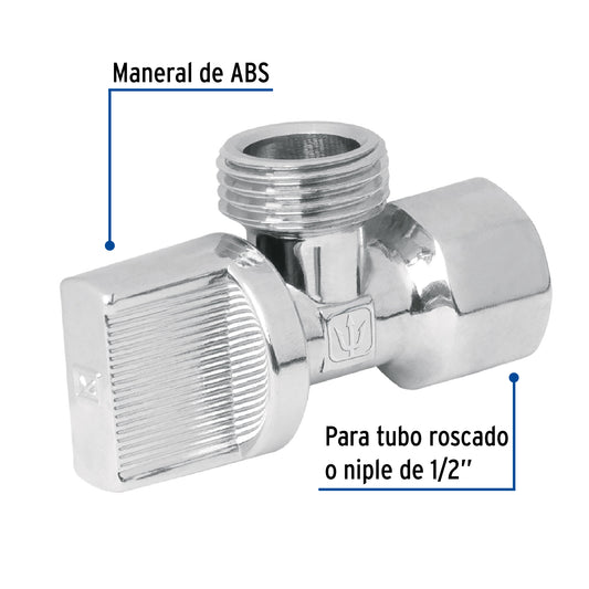 Llave angular 1/2" x 1/2", 1/4 de vuelta, Foset 49110