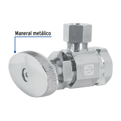 Llave angular de compresión robusta 1/2" x 3/8", Foset 49118