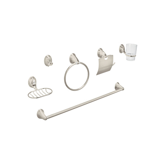 Juego de 6 accesorios p/baño satín chapetón ovalado, Foset 49162