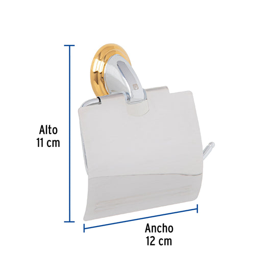 Portarrollo metálico acabado cromo-oro, Foset Aqua 45981