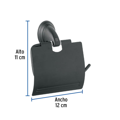 Portarrollo metálico acabado negro, Foset Aqua 45983
