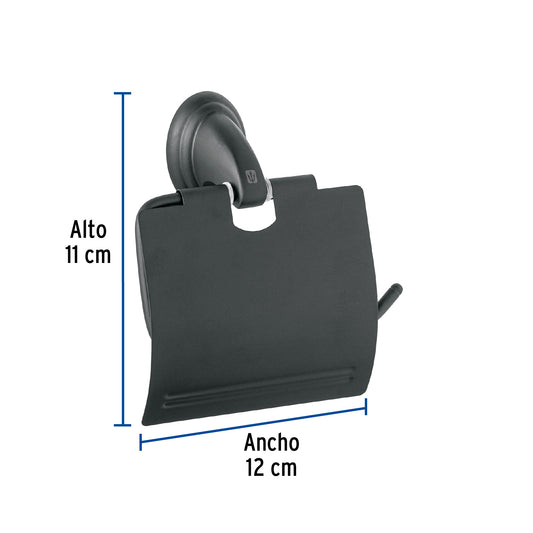 Portarrollo metálico acabado negro, Foset Aqua 45983