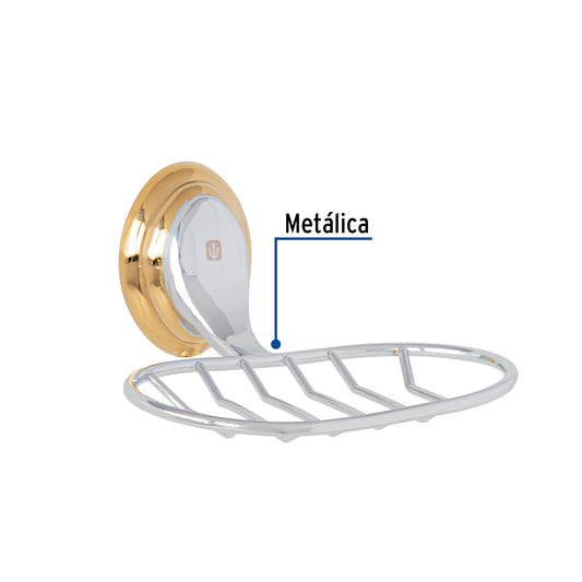 Jabonera metálica cromo-oro, Foset Aqua 45989
