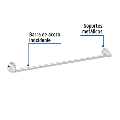 Toallero de barra metálico acabado cromo, Foset Aqua 45992
