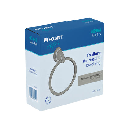 Toallero argolla metálico acabado satín, Foset Aqua 45999